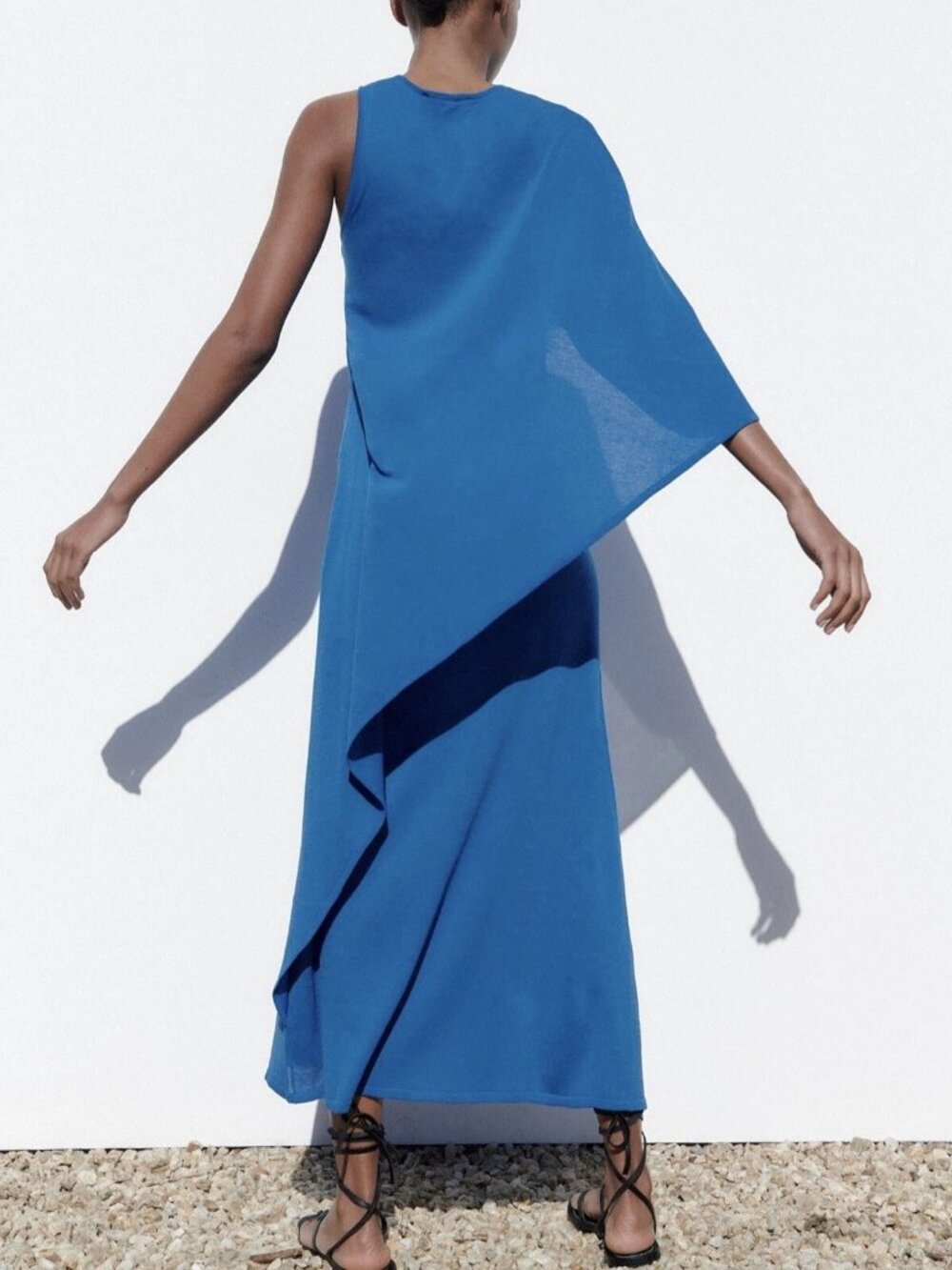 Zara Blue Cape Sleeveless Knit Maxi Dress - Picture 2 of 7